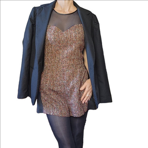 Romper Knit Wool blend Black burgundy colors Sweetheart neckline ALYTHEA NWT